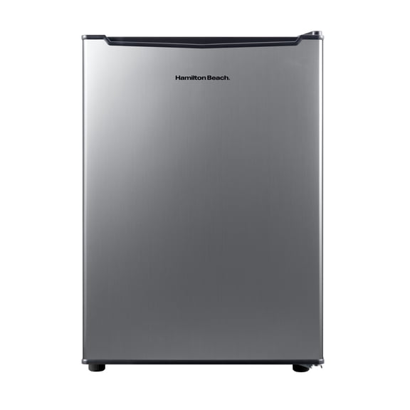 Hamilton Beach 2.5 Cu.Ft Mini Fridge, Compact Refrigerator, Single Door, Adjustable Glass Shelves, Reversible Door, Stainless Steel