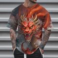 thumbnail image 1 of Qertyioot Été Mode Décontracté Hommes Col Rond Imprimé T-shirt Top Évacuation de l'Humidité Performance Manches Courtes, 1 of 5