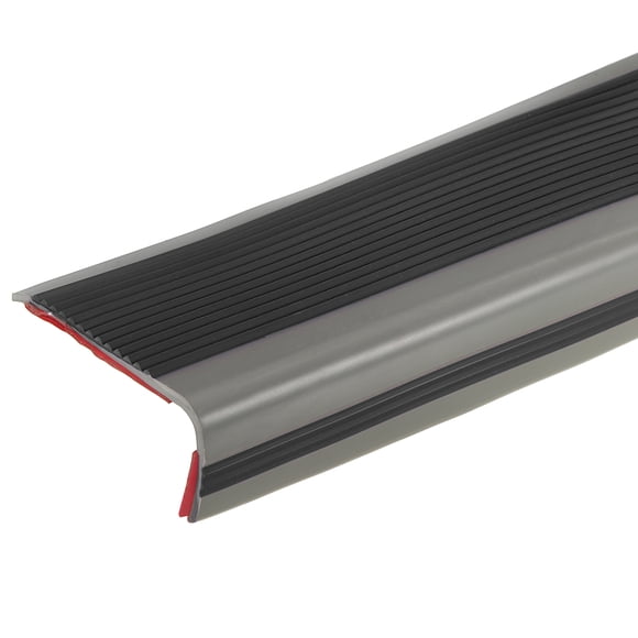 Unique Bargains 3.2Ft Stair Nosing, 3mm PVC L Shape Staircase Step Edges Protectors, Black/Grey