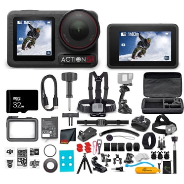 DJI Osmo Action 5 Pro Essential Combo - Action Camera Waterproof with 4K UHD Video, 1/1.3" Sensor, Dual Screens, Stabilization, For Vlogging, Sports & Travel + 64GB Card & 50 Piece Accessory Kit