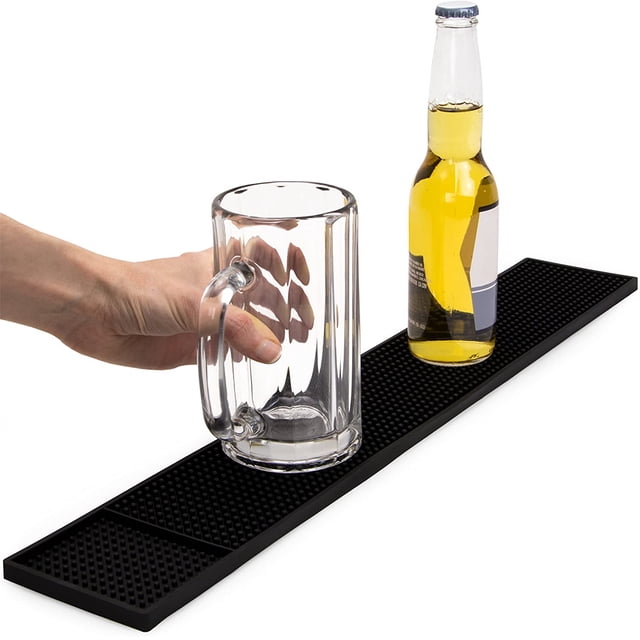 JIAIA Tapis de Bar en Caoutchouc PVC Antidérapant pour Cuisine et Bar, Tapis d'Égouttage en Caoutchouc PVC Noir, rectangle Mince Offert en 15x30 cm Ou 8x60 cm, Conception Texturée à Rivets pour une Stabilité Antidérapante, Espace pour l'Égouttage Qui Laisse Passe l'Air sous le Verre Mouillé pour un Séchage Plus Rapide. Utilisé Souvent comme Ustensile Ou Tampon de Séchage pour Bouteilles pour bars et Cuisines à la Maison.