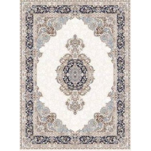 La Dole Rugs Navy Blue Beige Cream Silver Vintage Traditional Flat Pile Soft Area Rug Carpet Mat For Living Room Hallway Runner Outdoor Patio Sizes 5x7, 8x10, 7X9 feet inch inches ft