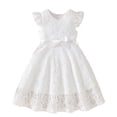 thumbnail image 1 of zbxnLI Robe Princesse en Dentelle pour Filles, Manches Volantées, Nœud, Robe Évasée de Fête pour Anniversaire, Robes Formelles, 1 of 7