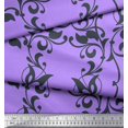 thumbnail image 3 of Soimoi polyester Crepe Fabric Leaves & Filigree Damask Print Fabric by the Yard 52 Inch Wide, 3 of 3