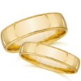 thumbnail image 1 of Matching Gold His Hers Polished Wedding Band Ring Set, 1 of 1