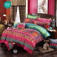 thumbnail image 1 of Jolusere Ensemble de Housse de Couette Boho Très Grand, 3 Pcs Rétro Bohemian Mandala Rayé Ensemble de Housse de Couette pour Adultes Toutes Saisons, Rouge Coloré, 1 of 10