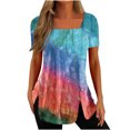 thumbnail image 1 of Birdeem Fashion Womens Casual Printed Square Neck Short Sleeve Buttons Tops Loose Blouses, 1 of 1