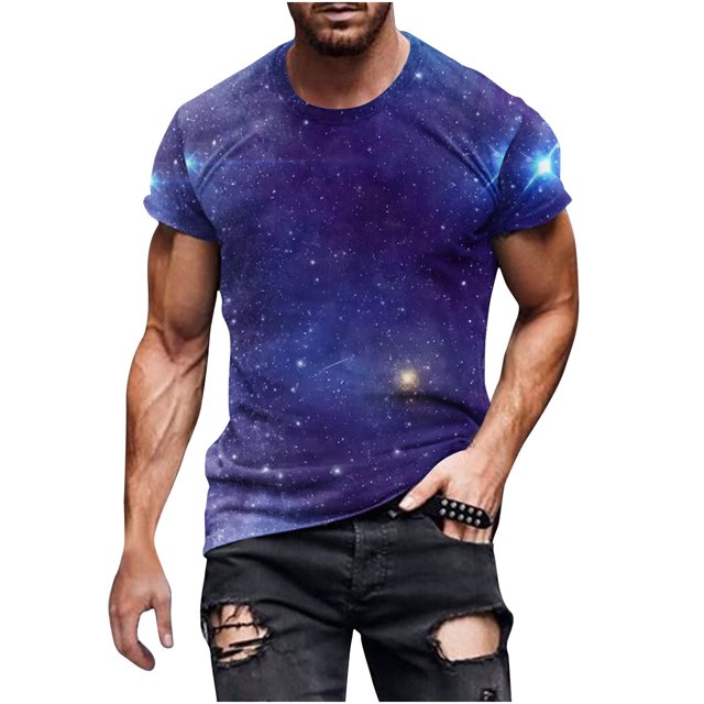 Birdeem Nouveau T-Shirt pour Hommes à la Mode Impression 3D Faisceau de Ciel Non Localisé Manches Courtes Col Rond T-Shirt Haut de Sport Décontracté Blouses