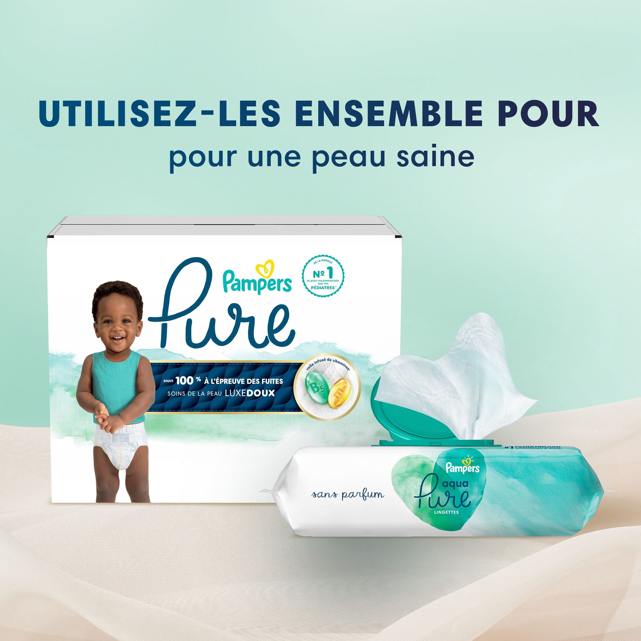 Pampers Pure Couches pour Bébés, Taille 6 (35+ lbs), 42, jusqu'à 100 % Anti-Fuites, Couches Douces Hypoallergéniques de Qualité Supérieure