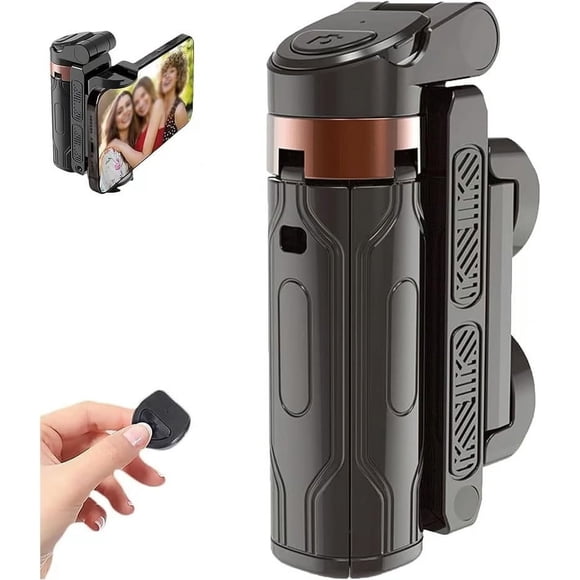 Nouveau Mini Trépied 2025, Perche à Selfie Portable, Retournement Flexible, Rotation à 360°, Robuste, Interrupteur à Bouton-Poussoir à une Touche, Télécommande de l'Appareil Photo de Votre Téléphone, Supporte jusqu'à 2 kg, pour Tous les Téléphones (Noir)