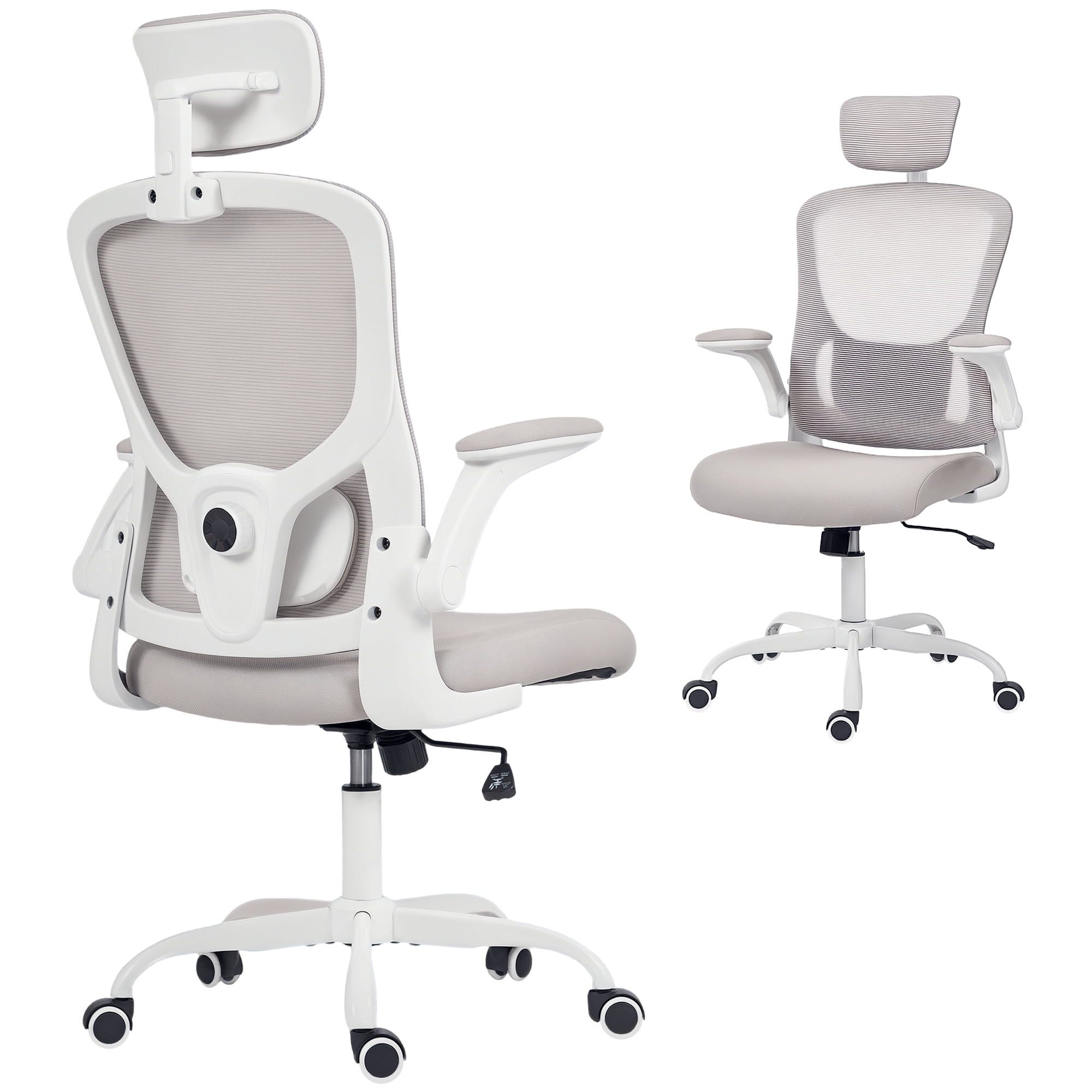 HOMCOM Ergonomic Office Chair with 4D Lumbar Support, Headrest, Grey
