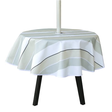 Nappe Anti-Déversement de 4,92 Pi avec Trou pour Parasol à Glissière, Nappe Extérieure Imperméable, Nappes de Patio, Couvre-Tables pour Fête dans la Cour, Pique-Nique