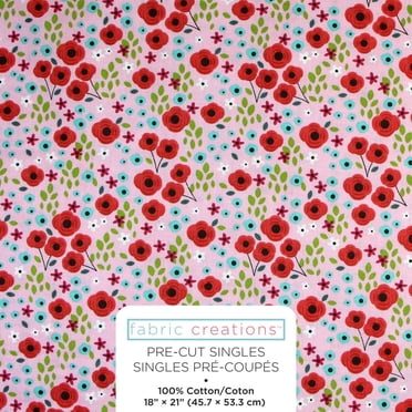 FABRIC CREATIONS Cotton Fat Quarter Pink Flower Garden, 45 × 53 cm (18 × 21 in)