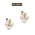 thumbnail image 3 of 2 Pieces Hairpin Headdress Flat Back Non-perforated Design Shiny Rhinestones Beautiful Pearl Flower Buckle for Dancing Party Type 8, 3 of 7
