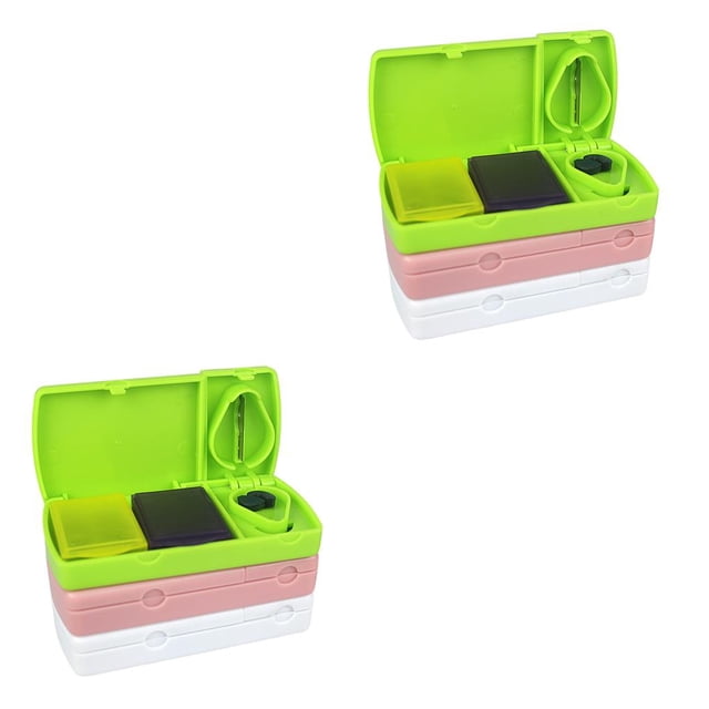 Transemion Household Portable Pill Storage Box Splitter Outdoor Hiking Camping Tablets Organizer Adults Case Container Green 2Set