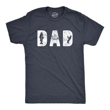 Mens Dad Fishing T Shirt Funny Fathers Day Gift for Dad Outdoor Fisherman Graphic Tee (Heather Navy) - XXL