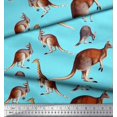 thumbnail image 2 of Soimoi Blue Moss Georgette Fabric Kangaroo & Giraffe Animal Fabric Prints By Yard 42 Inch Wide, 2 of 3