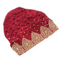 thumbnail image 2 of Turban Head Wrap, Multicolor Floral Design Stylish Exquisite Wide Use Soft Elastic Muslim Turban Hat Comfortable Breathable  For Worship For Daily Wear Wine Red,Champagne,Bright, 2 of 8
