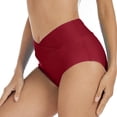 thumbnail image 3 of B91xZ Swimming Shorts for Women Ruched Bikini Tankini Swimsuit Briefs,Red M, 3 of 4