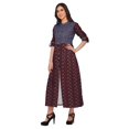 thumbnail image 3 of Moomaya Printed Front Slit A-Line Kurtis For Women Short Sleeve Summer Kurta, 3 of 5
