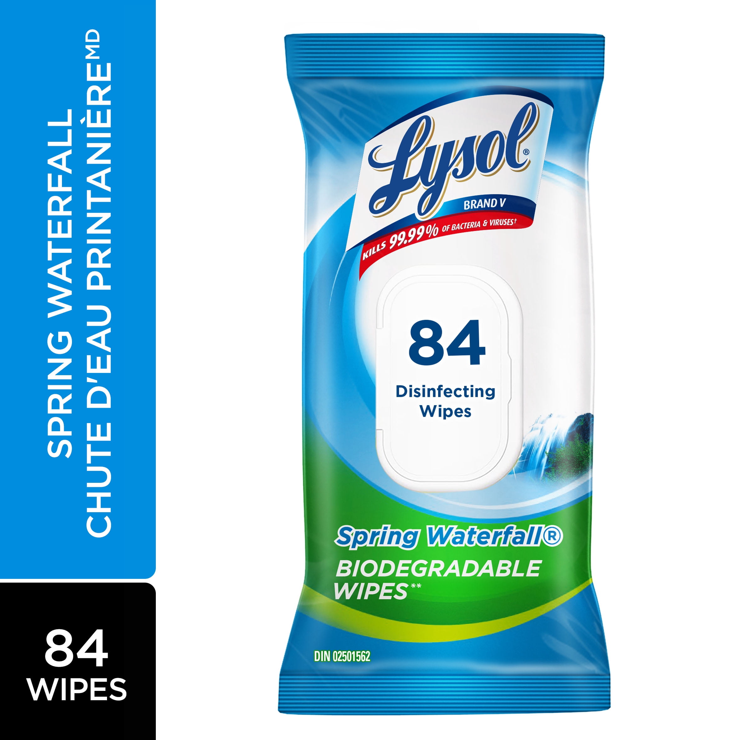 Lysol® Disinfecting Wipes, Flat Pack, Spring Waterfall, 84 Count