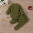 thumbnail image 3 of Pudcoco Ensemble de Vêtements pour Bébé Uni Combinaison à Col Rond Pantalon à Taille Élastique, 3 of 10