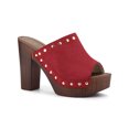 thumbnail image 1 of BLISSFUL STEP Women's Shoes Platform Chunky Heels Open Toe Rivet Faux Suede Slides Sandals Red 8.5, 1 of 7