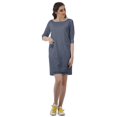thumbnail image 3 of Moomaya Robes Mini Femmes Coton Slub Robes d'Été Manches 3/4 Robe Droite, 3 of 4