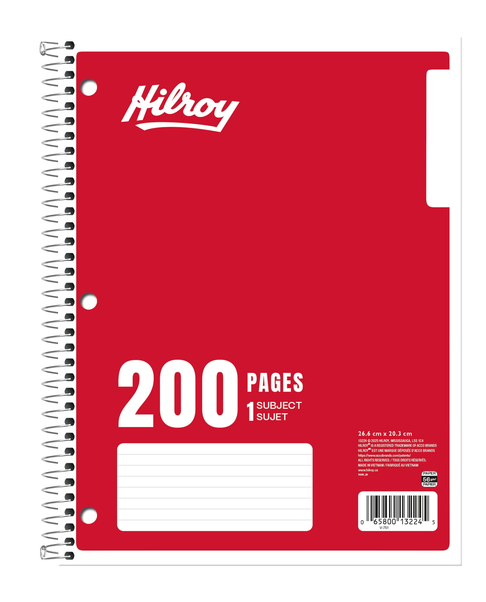 Hilroy® 1 Subject 200pg Notebook, Red
