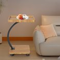 thumbnail image 4 of Rolling C Shaped Laptop Desk 2 Tier with Wheels, Space Saving Mobile Bedside Table with Lockable Casters, Compact Computer Stand for Sofa Small Spaces, Natural Wood/White/Walnut, 4 of 7