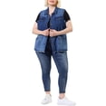 thumbnail image 2 of Agnes Orinda Gilet en Jean pour Femme Grande Taille Ourlet Brut Sans Manches Veste en Denim Mode 3X Dégradé Bleu, 2 of 8