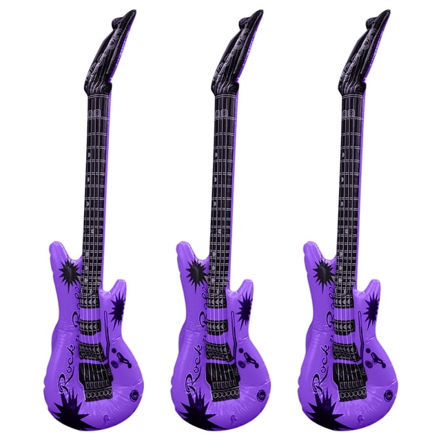 Purple Simulation Inflatable Guitar Blow Up Toy For Children Party Fancy Dress Stage Props Musical 3Pcs Purple