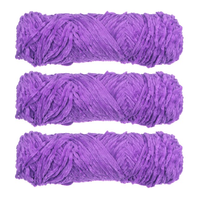 Unique Bargains Fil Chenille en Velours de Polyester, Violet Pâle, 3 Écheveaux