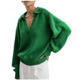 thumbnail image 1 of Yuyuzo Women Ribbed Tops Long Sleeve Wrap V Neck Pullover Solid Color Casual Baggy Fall Tops, 1 of 6