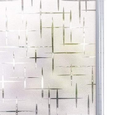 Pellicule Givrée pour Fenêtre Sans Colle, Films Givrés d'Intimité pour Vitres et Portes, Adhérence Statique Décorative pour Fenêtre pour Maison et Bureau Protection UV (Motif Croisé 3D)