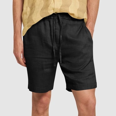 Gspmoly Mens Summer Shorts, Muscle Men'S Casual Shorts Imitation Cotton and Linen Texture Shorts Solid Color Tied Five Quarter Pants Thin Men'S Shorts Gym Shorts up to 65% Off Black XL