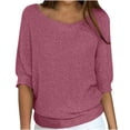 thumbnail image 1 of UAMVSH Plus Size Sweaters for Women Casual Half Sleeve Crew Neck Pullover Soft Fall Loose Tops Solid Color Basic Knitted Sweaters(Medium,Pink), 1 of 6