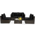 thumbnail image 2 of Costway 5PCS Patio Rattan Furniture Set Cushioned Sofa Chair Coffee Table Black, 2 of 10