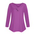 thumbnail image 4 of Timegard Womens Tops V-Neck Ruched Button Long Sleeve Solid Color Comfy Tee Dressy Casual Tunic Top, 4 of 4