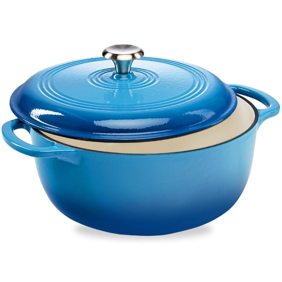 Best Choice Products Four Hollandais Rond en Fonte Émaillée de 6 Pintes avec Couvercle, Poignées Doubles, Bleu