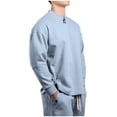 thumbnail image 3 of Birdeem Mens Fashion Casual Pullover Solid Color Long Sleeve Round-Neck Blouses, 3 of 6