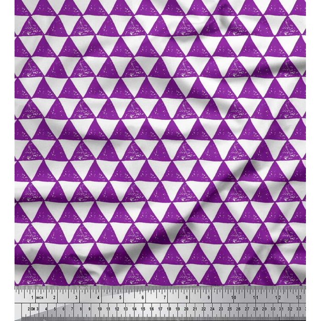 Soimoi Poly Georgette Fabric Geometric Block Decor Fabric Printed Yard 52 Inch Wide