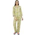 thumbnail image 3 of Bimba Chemise Jaune Boutonnée Pantalon de Pyjama 2 Pcs Ensemble de Nuit à Imprimé Floral-30, 3 of 5