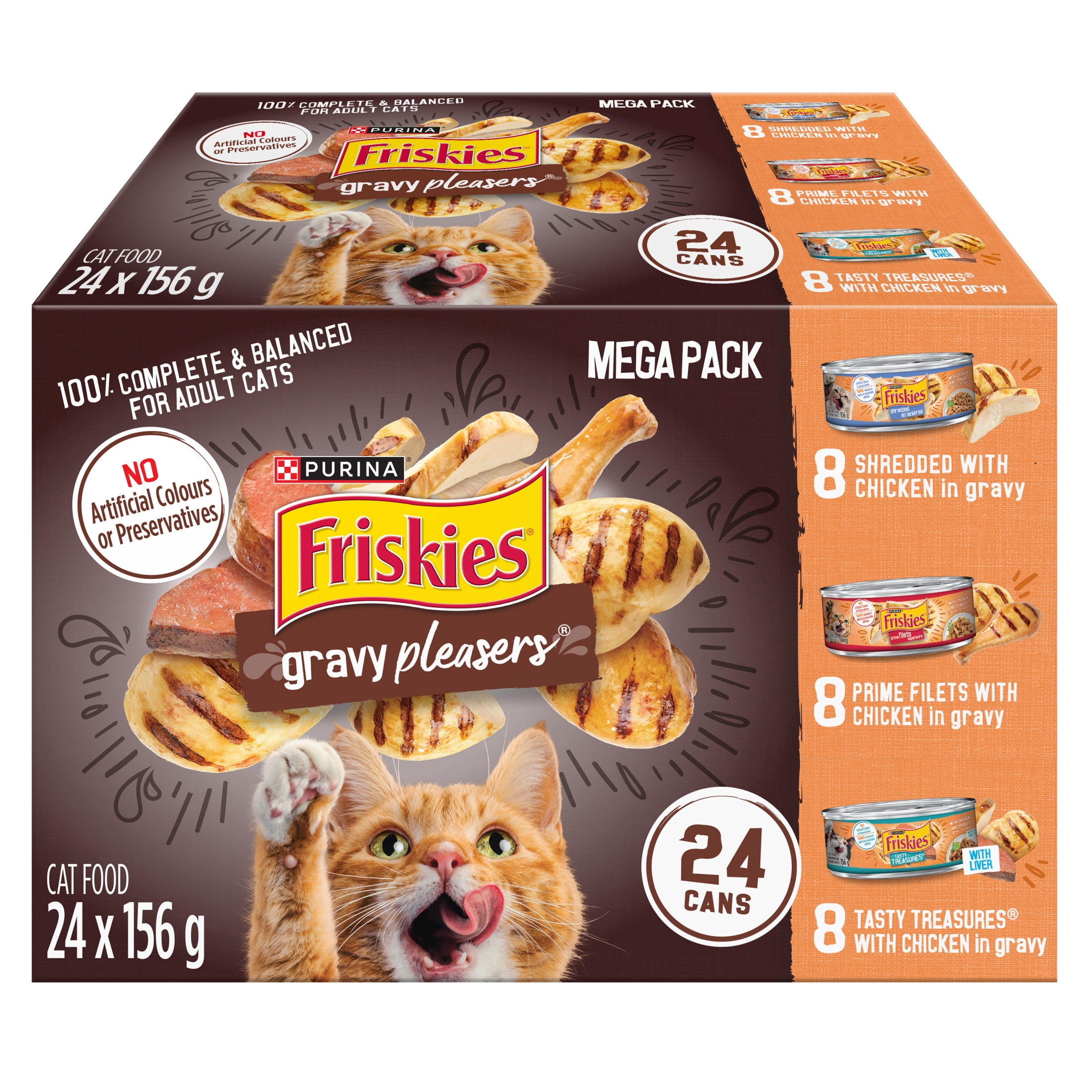 Friskies Gravy Pleasures Variety Pack, Wet Cat Food 24 X 156g
