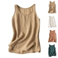 thumbnail image 1 of Yuyuzo Débardeurs pour Femmes en Coton et Lin Col Ras du Cou Camisoles Chemises Sans Manches Blouses Été Débardeur Basique, 1 of 4