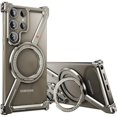 thumbnail image 1 of DSR Minimalist Phone Case Compatible with Samsung Galaxy S24 Ultra, 360° Rotation Kickstand Aluminum Metal Frameless Design Bumper Case, Protective Shock Grade Shell,Natural Titanium, 1 of 6