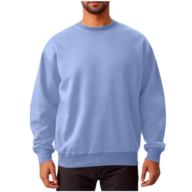 cfhntfmh Chandails Molletonnés pour Hommes Grande Taille Décontractés à Col Rond à Manches Longues Hauts Basiques Molleton Doux Chandails Molletonnés Unis