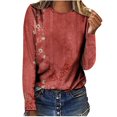 thumbnail image 1 of T-shirts à Manches Longues pour Femmes, Col Ras du Cou, Tuniques à Imprimé Floral, Hauts Doux Décontractés, Blouse Coupe Ample, 1 of 3