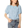 thumbnail image 1 of INSPIRE CHIC Women's Floral Puff Sleeves Pleated Collar Button Down Shirt, 1 of 6
