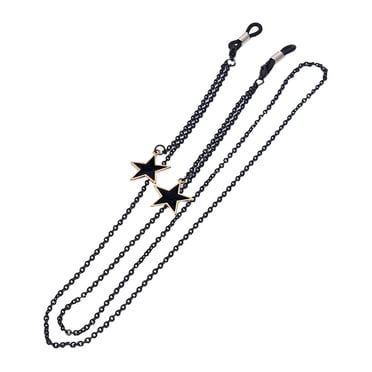 CIMAXIC 1PC Metal Glasses Strap Pendant Eyeglasses Chain Premium Non-slip Sunglass Strap Eyeglass Strap Holder (Black Star Double Hanging),35.83"X0.14"X0.08"